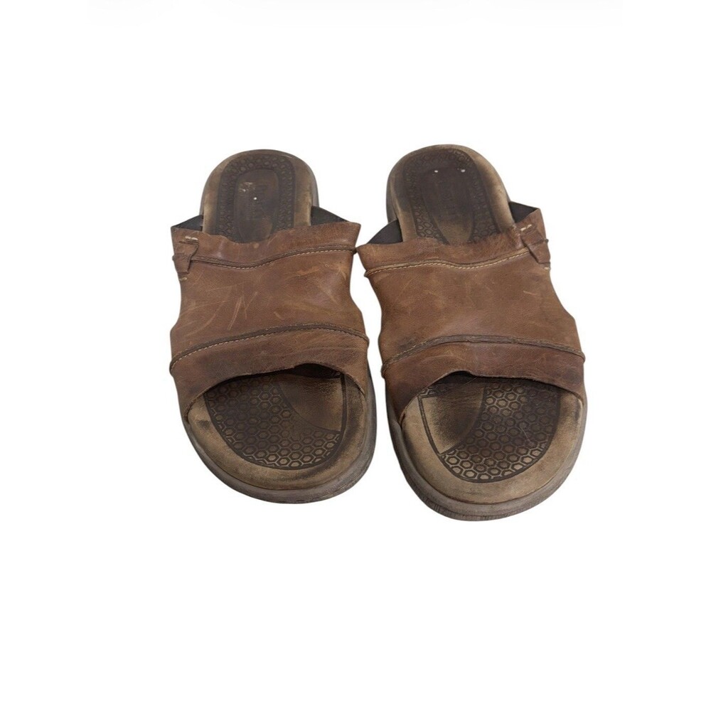 Born Sandals Mens 12 M Brown Leather Casual Open Toe Slip On Comfort Cushion